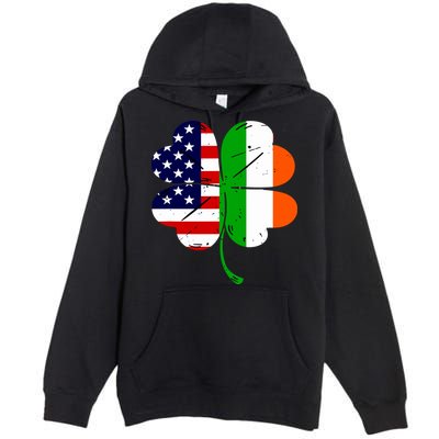 St Patricks Day Irish American Flag Premium Pullover Hoodie