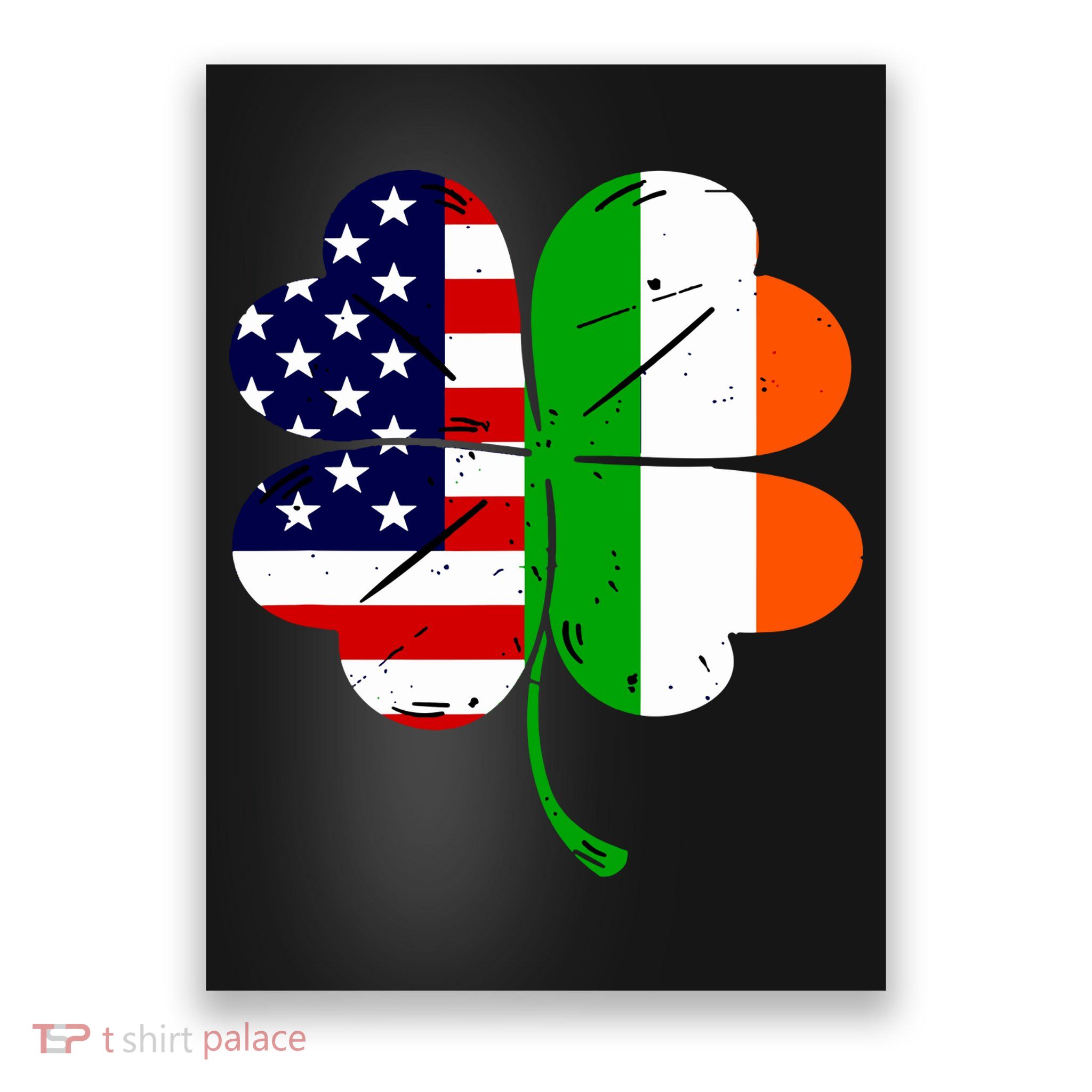 St Patricks Day Irish American Flag Poster