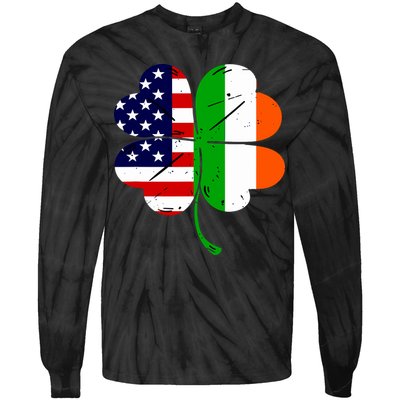 St Patricks Day Irish American Flag Tie-Dye Long Sleeve Shirt