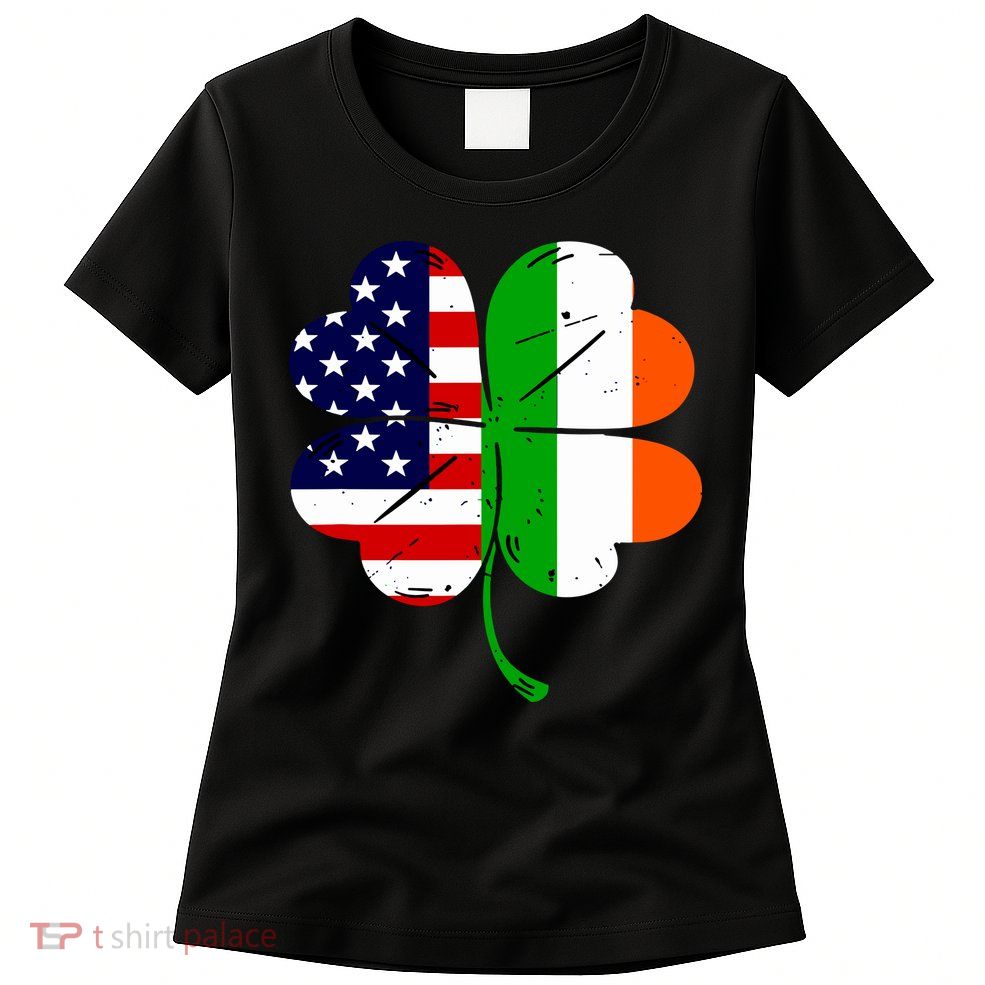 St Patricks Day Irish American Flag Womens T-Shirt