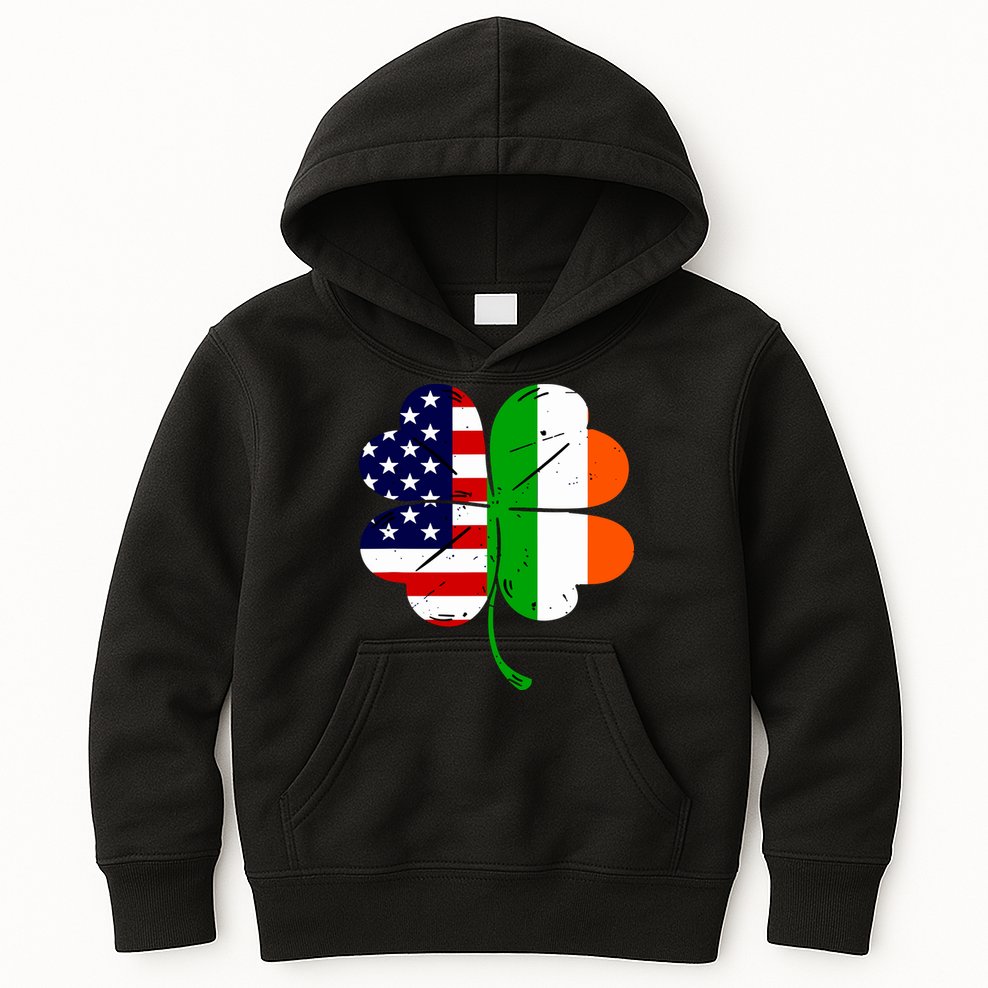 St Patricks Day Irish American Flag Kids Hoodie