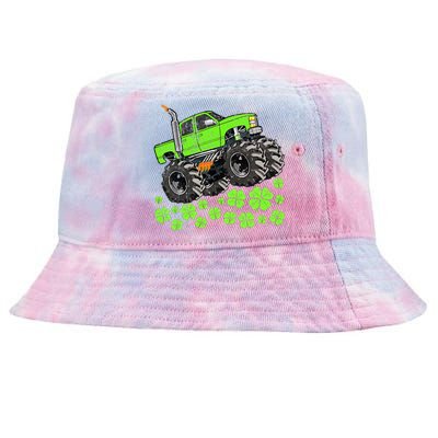 St Patricks Day Toddler Lucky Monster Truck Tie-Dyed Bucket Hat