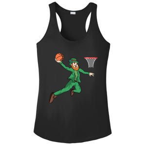 St Patricks Day Basketball Dunk Leprechaun Cute Gift Ladies PosiCharge Competitor Racerback Tank