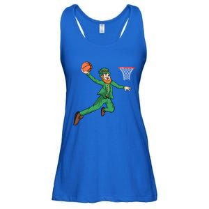 St Patricks Day Basketball Dunk Leprechaun Cute Gift Ladies Essential Flowy Tank