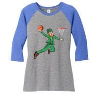 St Patricks Day Basketball Dunk Leprechaun Cute Gift Women's Tri-Blend 3/4-Sleeve Raglan Shirt