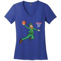 St Patricks Day Basketball Dunk Leprechaun Cute Gift Women's V-Neck T-Shirt