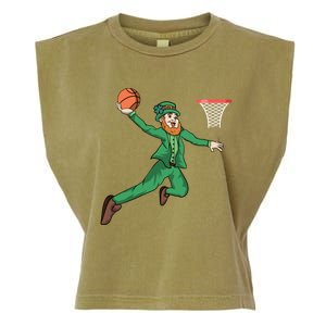 St Patricks Day Basketball Dunk Leprechaun Cute Gift Garment-Dyed Women's Muscle Tee