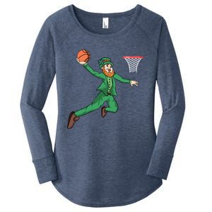 St Patricks Day Basketball Dunk Leprechaun Cute Gift Women's Perfect Tri Tunic Long Sleeve Shirt