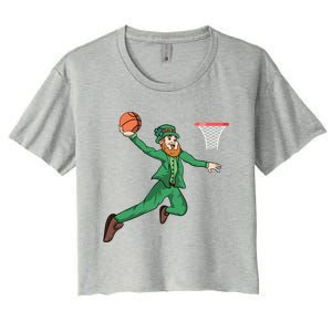 St Patricks Day Basketball Dunk Leprechaun Cute Gift Women's Crop Top Tee