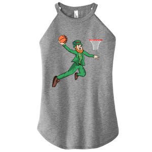 St Patricks Day Basketball Dunk Leprechaun Cute Gift Women's Perfect Tri Rocker Tank