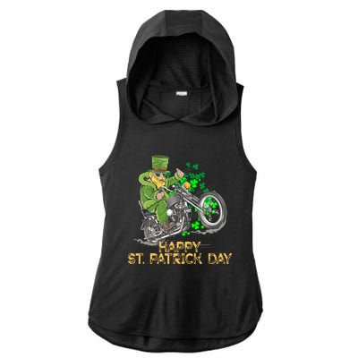 St Patrick Day Motorcycle Bike Biker Rider Plus Size Ladies PosiCharge Tri-Blend Wicking Draft Hoodie Tank