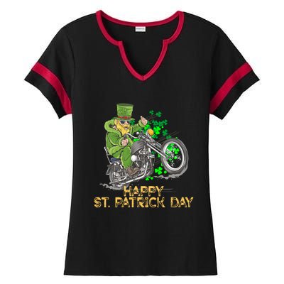 St Patrick Day Motorcycle Bike Biker Rider Plus Size Ladies Halftime Notch Neck Tee