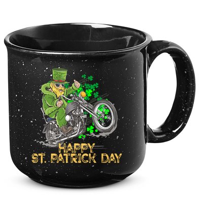 St Patrick Day Motorcycle Bike Biker Rider Plus Size 15oz Campfire Ceramic Mug