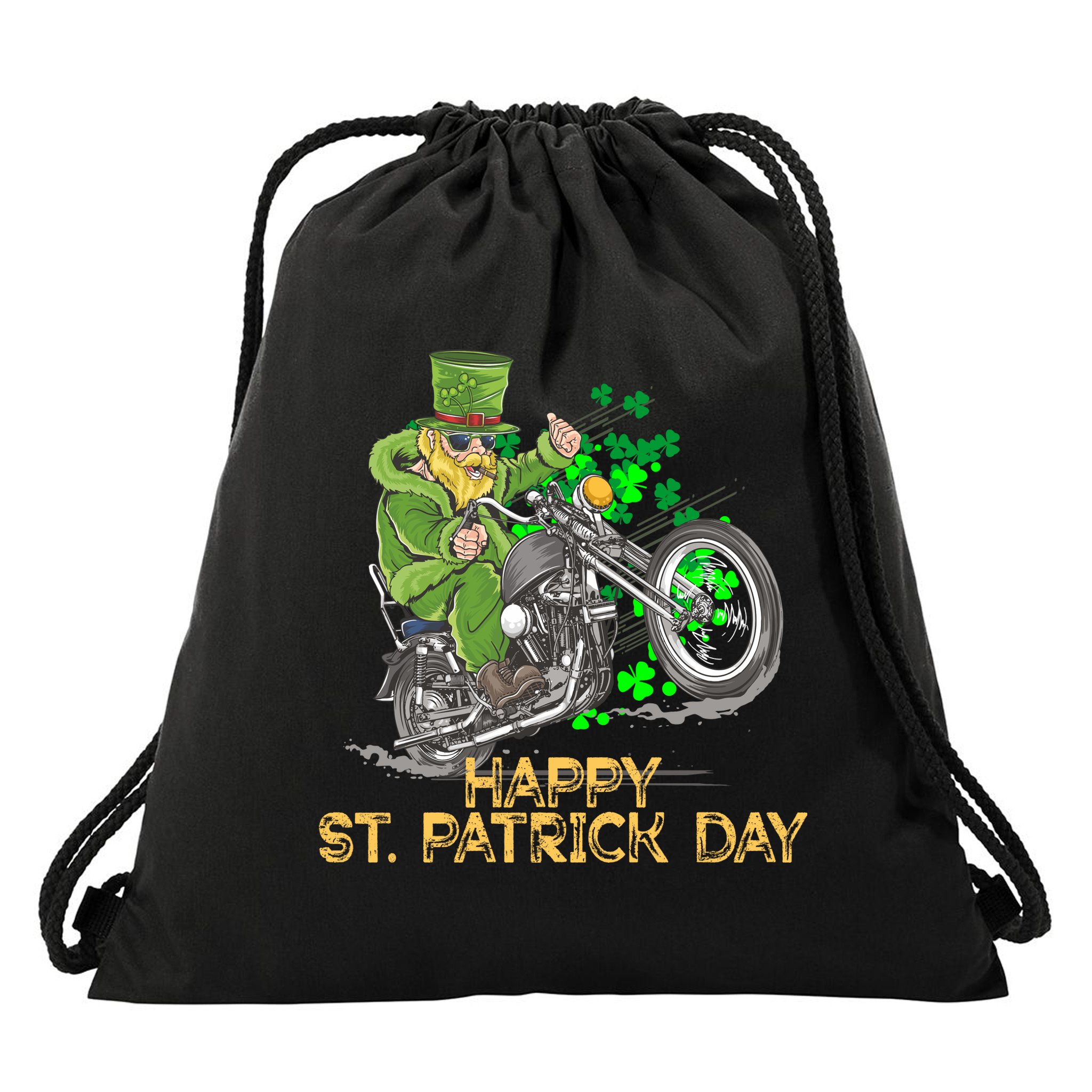 St Patrick Day Motorcycle Bike Biker Rider Plus Size Drawstring Bag