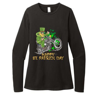 St Patrick Day Motorcycle Bike Biker Rider Plus Size Womens CVC Long Sleeve Shirt