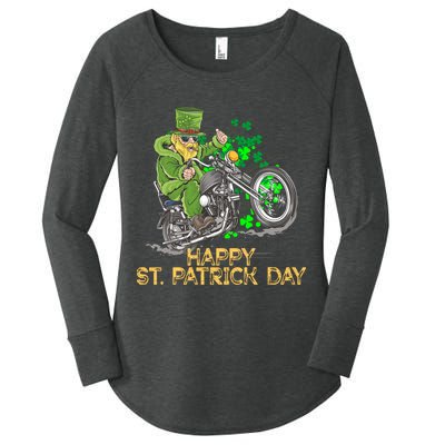 St Patrick Day Motorcycle Bike Biker Rider Plus Size Women's Perfect Tri Tunic Long Sleeve Shirt