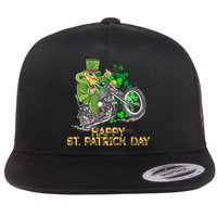 St Patrick Day Motorcycle Bike Biker Rider Plus Size Flatbill Hat