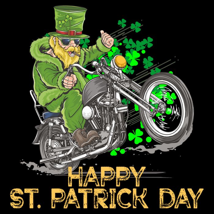 St Patrick Day Motorcycle Bike Biker Rider Plus Size Flatbill Hat