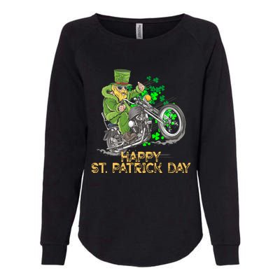 St Patrick Day Motorcycle Bike Biker Rider Plus Size Womens California Wash Sweatshirt