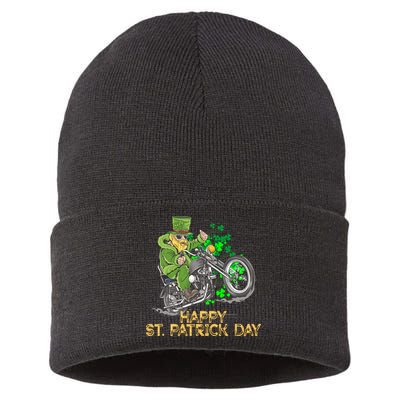 St Patrick Day Motorcycle Bike Biker Rider Plus Size Sustainable Knit Beanie