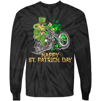 St Patrick Day Motorcycle Bike Biker Rider Plus Size Tie-Dye Long Sleeve Shirt