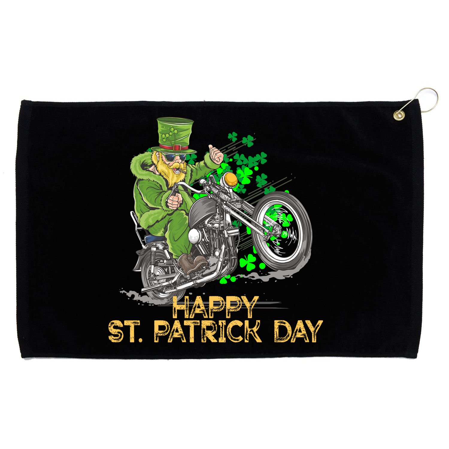 St Patrick Day Motorcycle Bike Biker Rider Plus Size Grommeted Golf Towel
