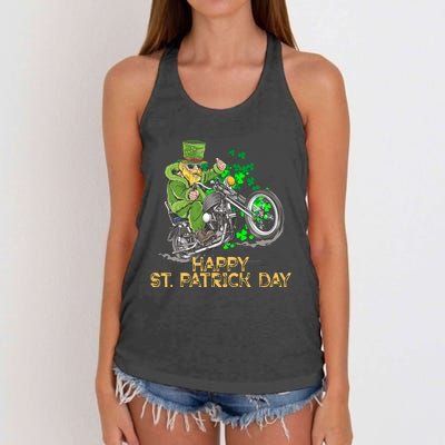 St Patrick Day Motorcycle Bike Biker Rider Plus Size Women's Knotted Racerback Tank