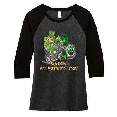 St Patrick Day Motorcycle Bike Biker Rider Plus Size Women's Tri-Blend 3/4-Sleeve Raglan Shirt