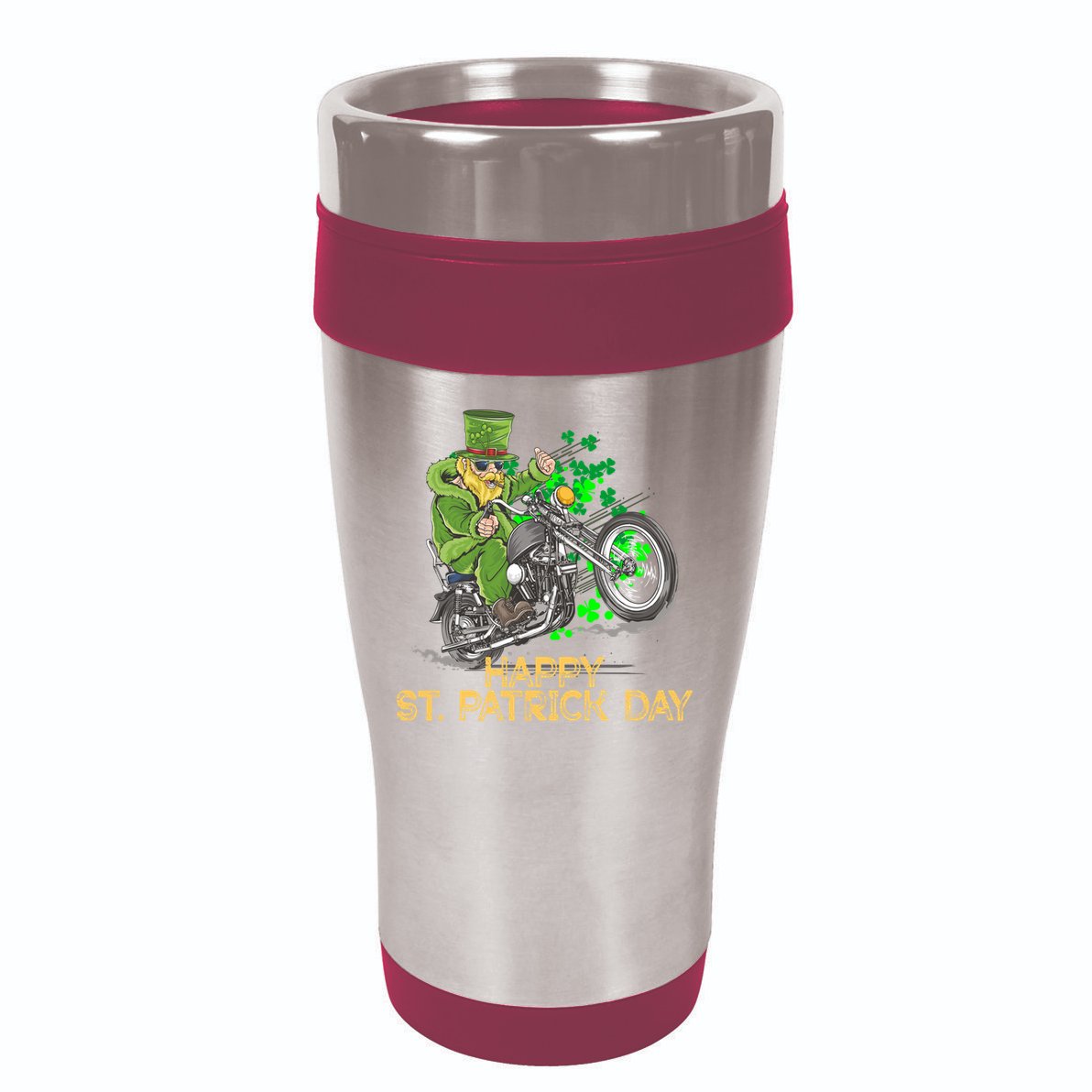 St Patrick Day Motorcycle Bike Biker Rider Plus Size 16oz Travel Tumbler