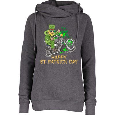 St Patrick Day Motorcycle Bike Biker Rider Plus Size Womens Funnel Neck Pullover Hood