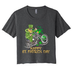 St Patrick Day Motorcycle Bike Biker Rider Plus Size Women's Crop Top Tee