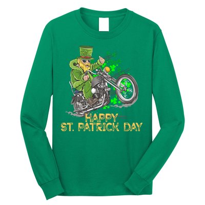 St Patrick Day Motorcycle Bike Biker Rider Plus Size Long Sleeve Shirt