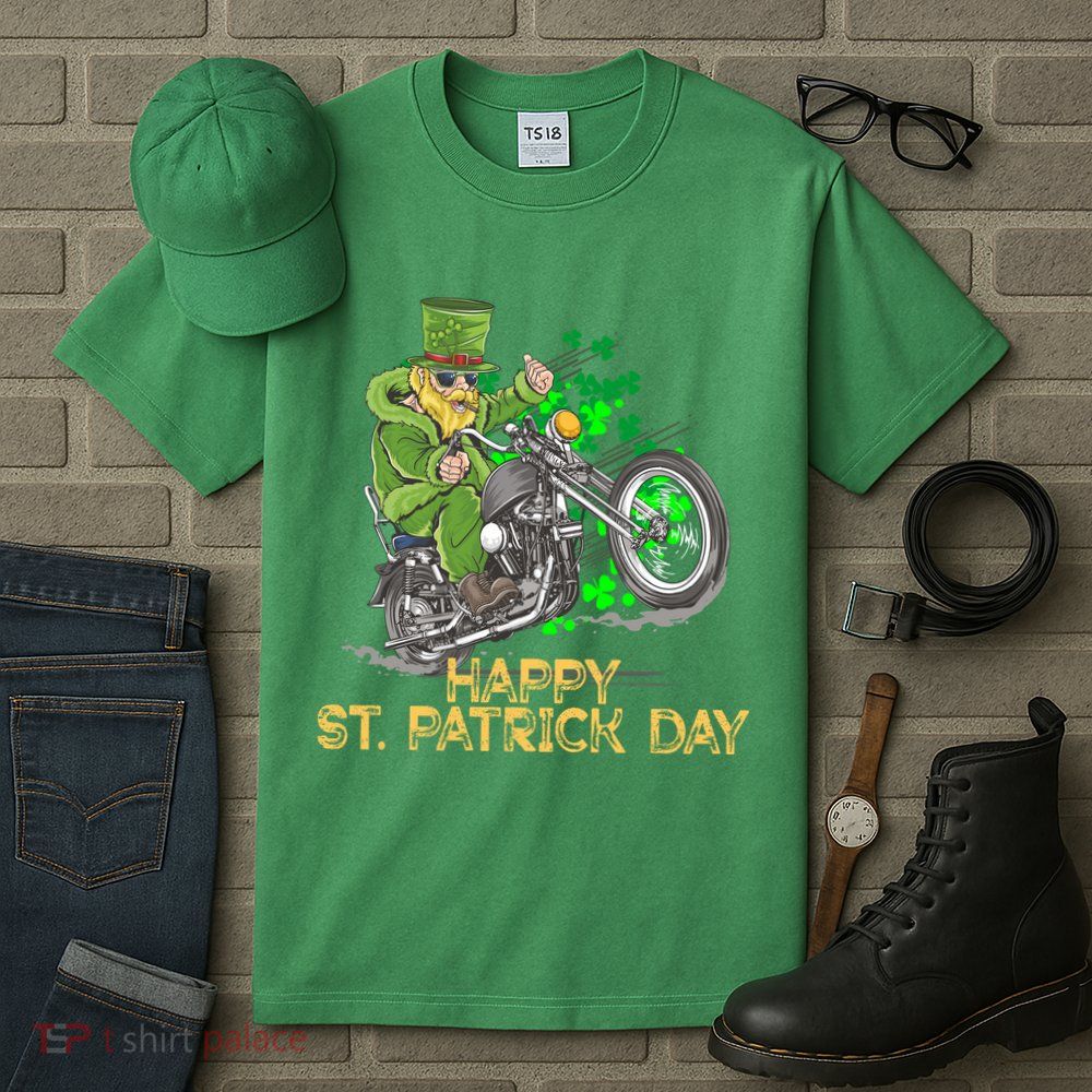 St Patrick Day Motorcycle Bike Biker Rider Plus Size Tall T-Shirt