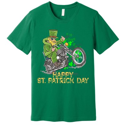 St Patrick Day Motorcycle Bike Biker Rider Plus Size Premium T-Shirt