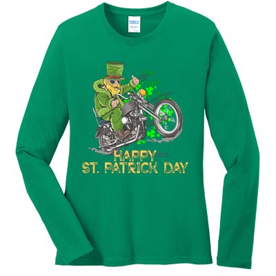 St Patrick Day Motorcycle Bike Biker Rider Plus Size Ladies Long Sleeve Shirt