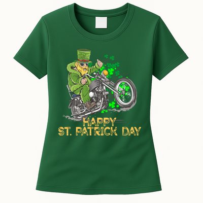 St Patrick Day Motorcycle Bike Biker Rider Plus Size Womens T-Shirt