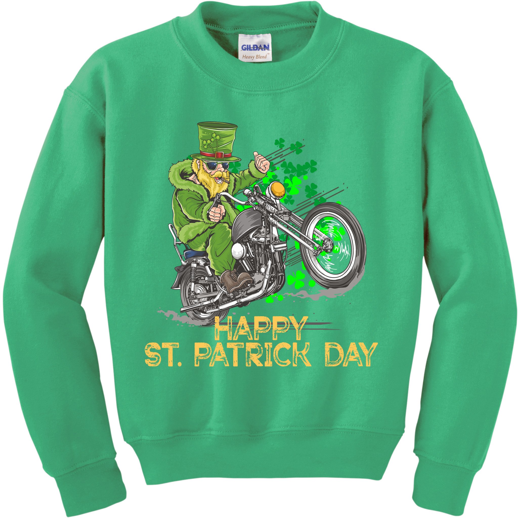St Patrick Day Motorcycle Bike Biker Rider Plus Size Kids Sweatshirt