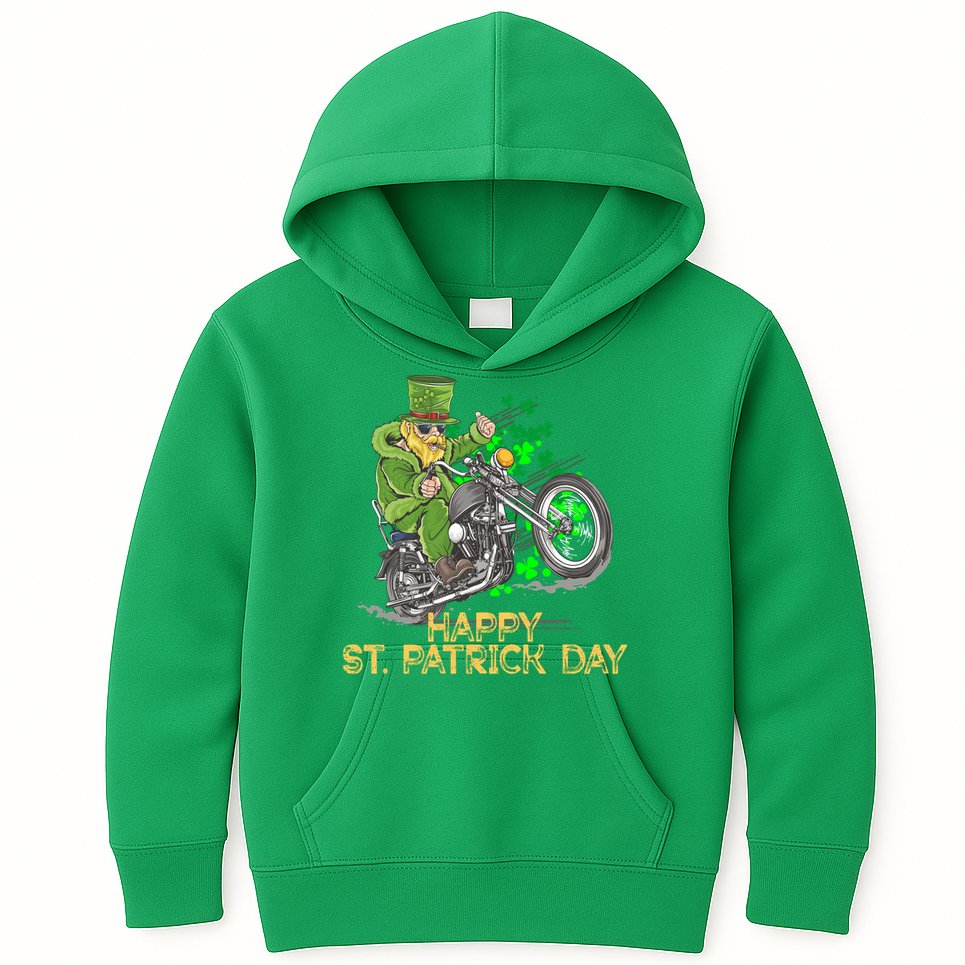 St Patrick Day Motorcycle Bike Biker Rider Plus Size Kids Hoodie