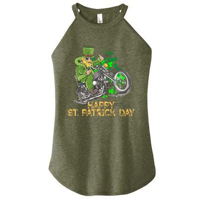 St Patrick Day Motorcycle Bike Biker Rider Plus Size Women's Perfect Tri Rocker Tank