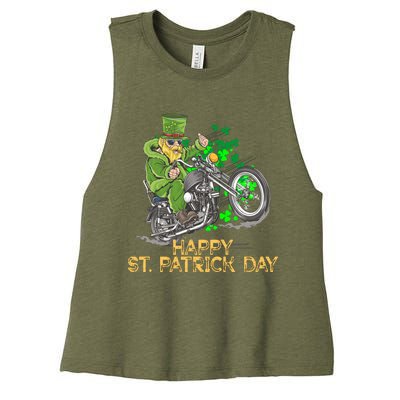 St Patrick Day Motorcycle Bike Biker Rider Plus Size Women's Racerback Cropped Tank