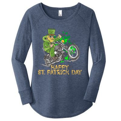 St Patrick Day Motorcycle Bike Biker Rider Plus Size Women's Perfect Tri Tunic Long Sleeve Shirt