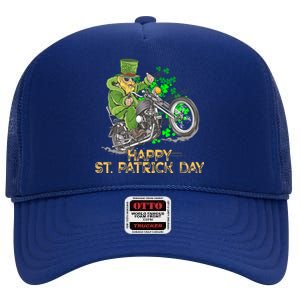 St Patrick Day Motorcycle Bike Biker Rider Plus Size High Crown Mesh Back Trucker Hat