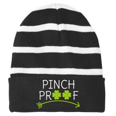 Saint Patrick's Day Pinch Proof Paddy's Day March 17 Design Love Happy Striped Beanie with Solid Band