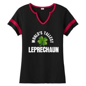 St Patrick's Day World's Tallest Leprechaun Cute Gift Ladies Halftime Notch Neck Tee