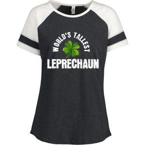 St Patrick's Day World's Tallest Leprechaun Cute Gift Enza Ladies Jersey Colorblock Tee