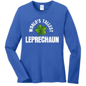 St Patrick's Day World's Tallest Leprechaun Cute Gift Ladies Long Sleeve Shirt