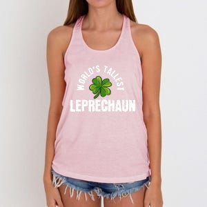 St Patrick's Day World's Tallest Leprechaun Cute Gift Women's Knotted Racerback Tank