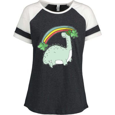 Saint Patrick's Day Irish Shenanigan Dinosaur Lover Dino Gift Enza Ladies Jersey Colorblock Tee