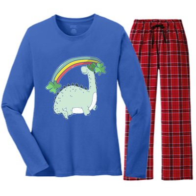 Saint Patrick's Day Irish Shenanigan Dinosaur Lover Dino Gift Women's Long Sleeve Flannel Pajama Set 