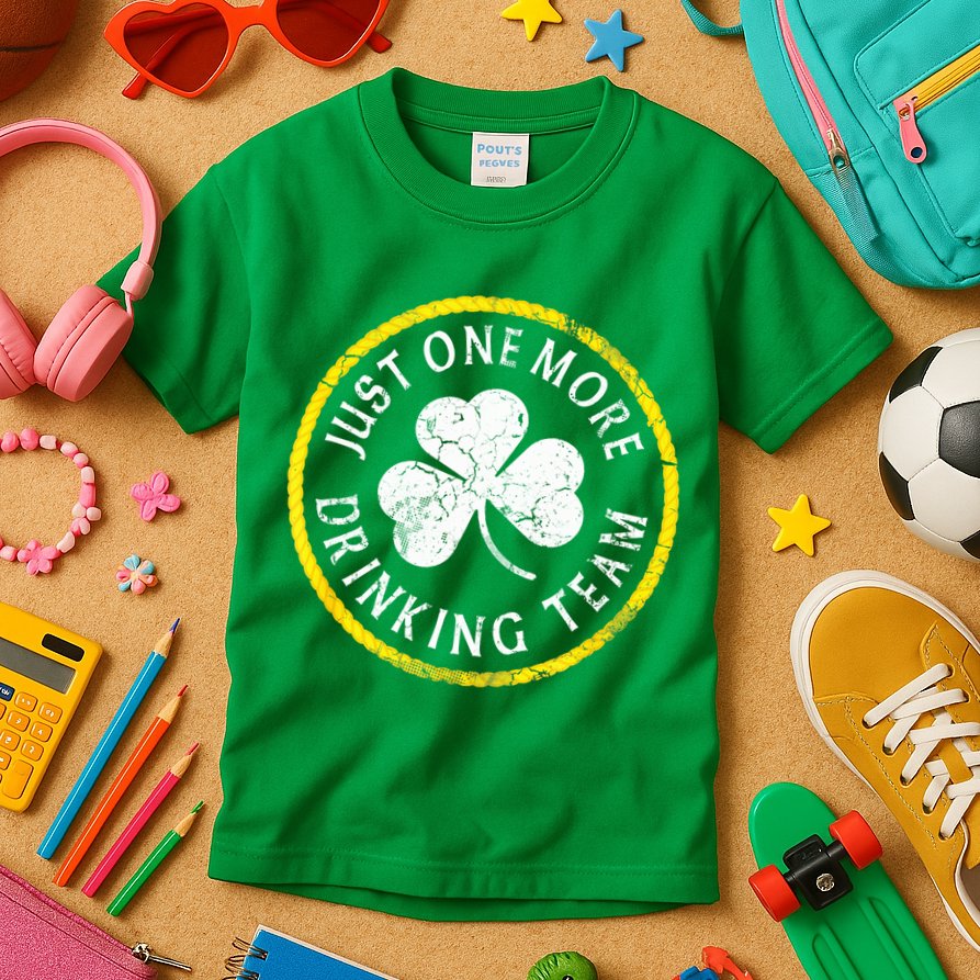 St Patricks Day Just One More Drinking Team Irish Shamrock Gift Kids T-Shirt